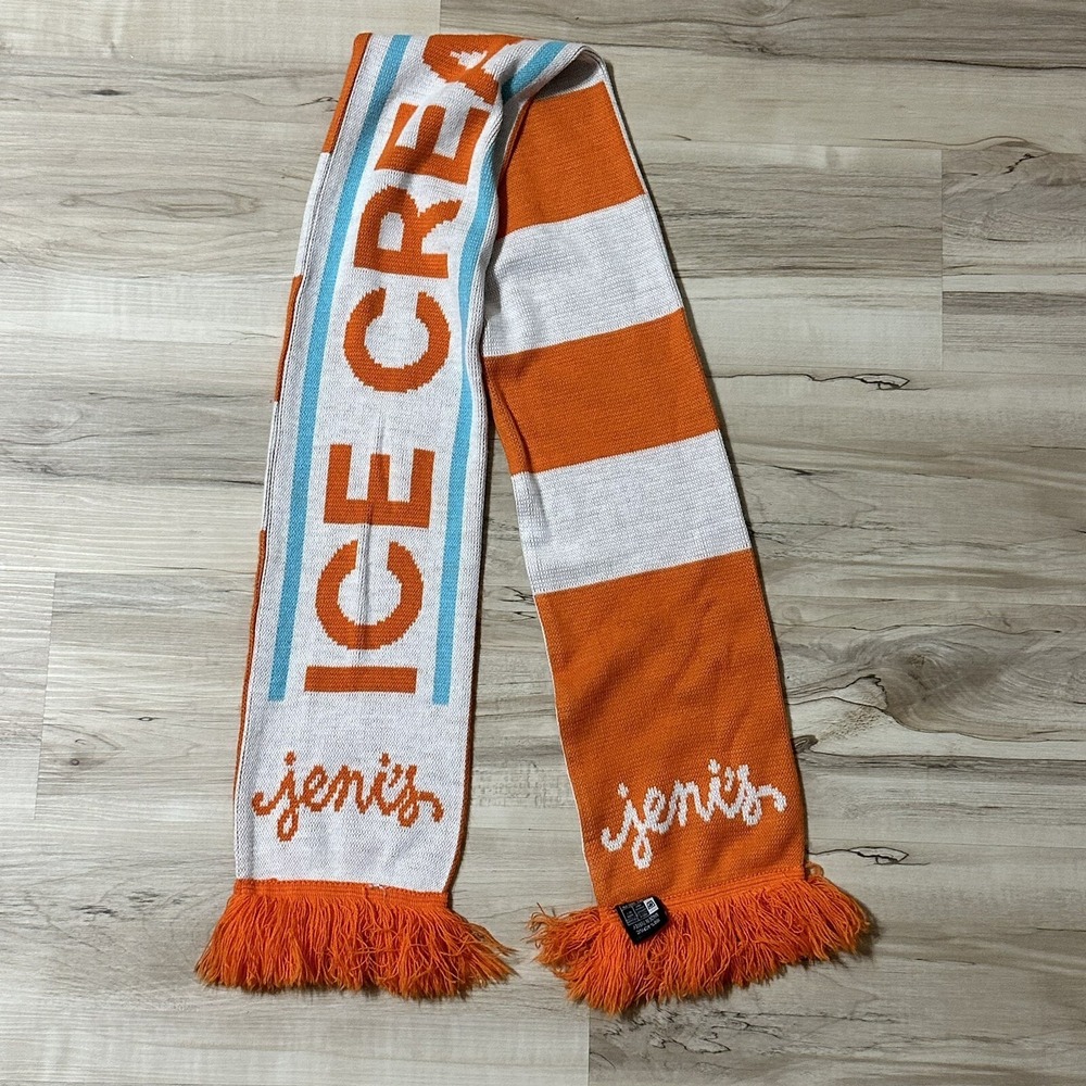 JENI'S Ice Cream Is Life Scarf Blue Orange White 60" EUC‎ Reversable